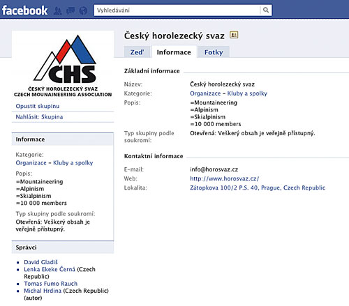 Diskuzní skupina ČHS na Facebooku